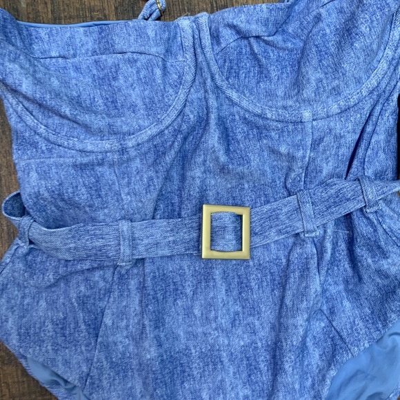 WeWoreWhat NWT Danielle denin texture  One Piece - Picture 4 of 7